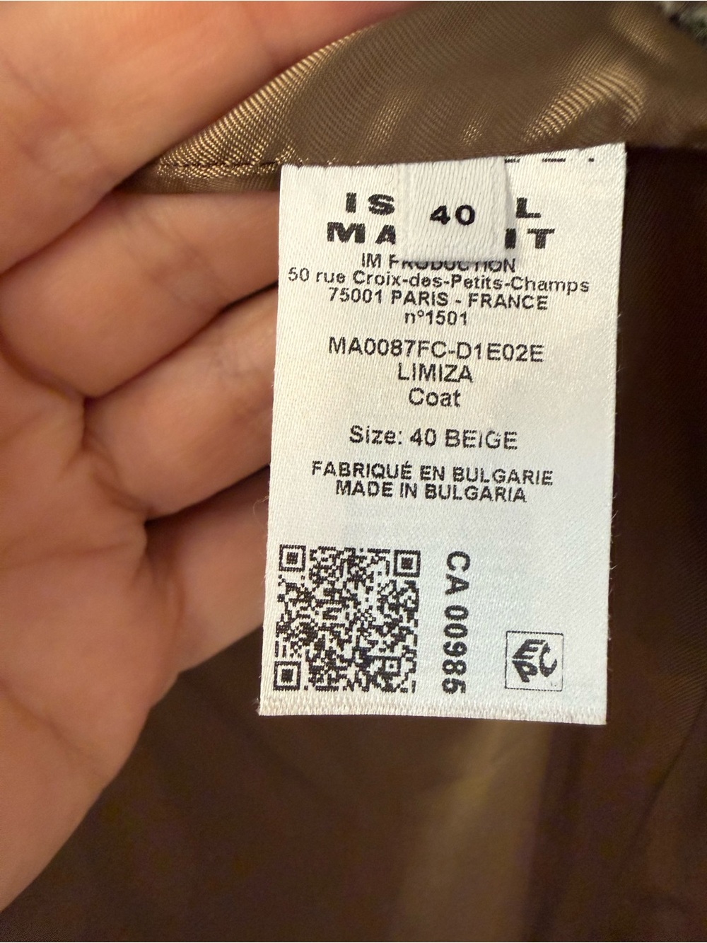 NWT Isabel Marant Etoile Limiza Check Virgin Wool Coat Beige Jacket 40 US 8 L - Picture 12 of 15